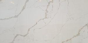 Closeup photo of Calcatta Borghini quartz slab
