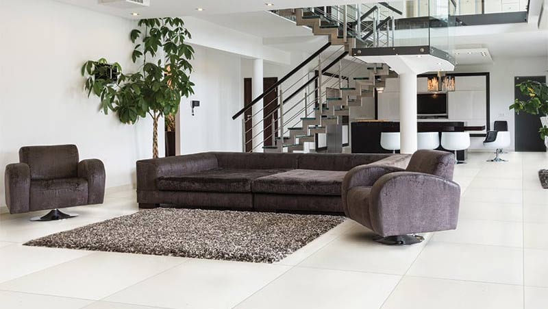 Photo of limestone stone flooring in a luxury model home