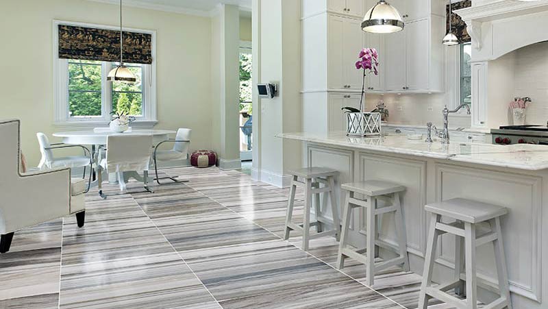 Photo of marble stone flooring with stripe pattern